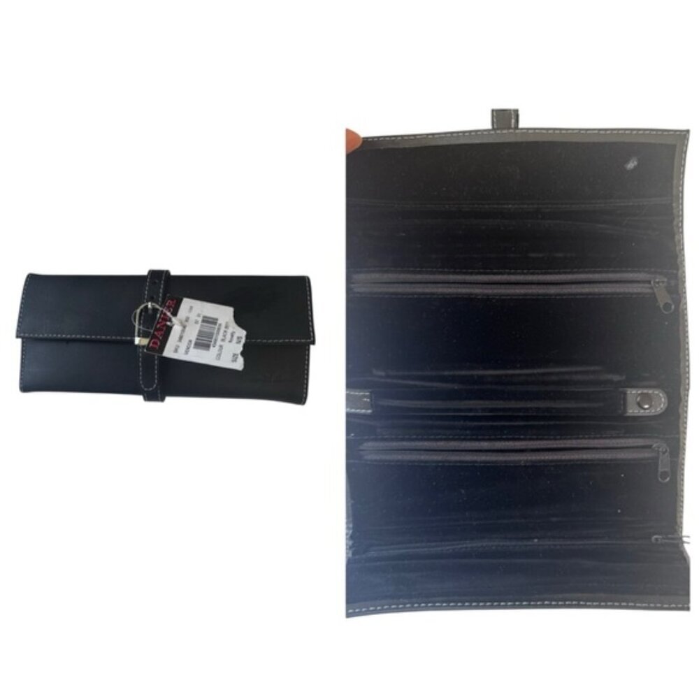 Danier NEW Genuine Leather TravelJewellery Holder Case Bag Velvet Pockets Tote